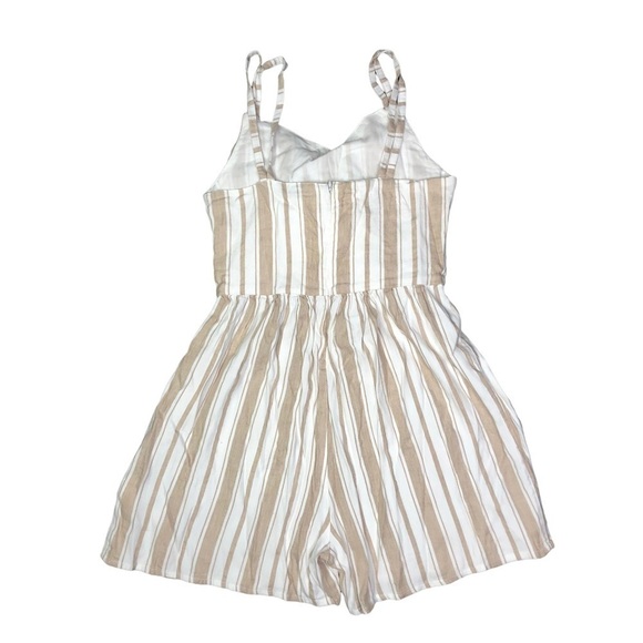 Mayoral striped short romper linen cotton blend striped twist tie front - Picture 3 of 8